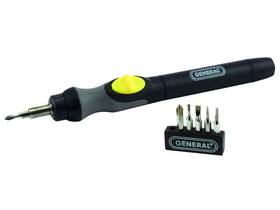 General Tools 343538385677 Precision Cordless Electric Screwdriver #500 With Six Bits And Quick Change C
