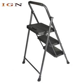 Ign2505438 Genrics 330 Lbs Sturdy Steel 3 Step Ladder Folding Stool With Wide Anti-slip Pedal