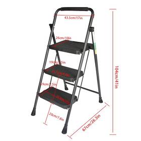 Gt5302206 Globalmart-top 3 Step Ladder Folding Stool 330 Lbs With Wide Anti-slip Pedal Sturdy Steel