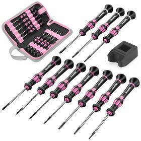 071342 Grenpro 10-piece Precision Screwdriver Set Magnetic Small Screwdrivers Pink