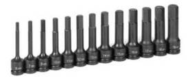 1343mh Grey Pneumatic Corp. 1/2 Inch Drive 13 Piece 4 Length Metric Hex Driver Set