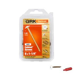 120680 Grk 628611120681 Fasteners White Cabinet #8 X 1-1/4 Inch Screws 80ct
