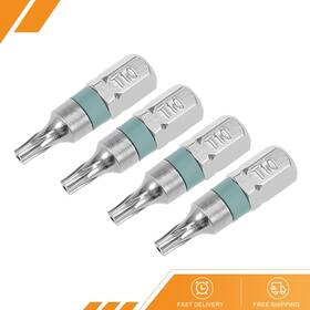 Gryfton 686130703211 4pcs 25mm 1/4 Inch Hex Shank T10 Security Torx High Quantity Screwdriver Bits
