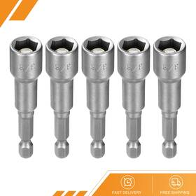Gryfton 686130898481 5pack Nut Driver Drill Bit 3/8 Inch 6-point Socket 1/4 Hex Shank Magnetic