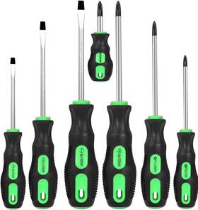 Ly025 Guradesign 7-piece Magnetic Screwdriver Set 4 Phillips And 3 Flat Cushion Grip