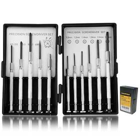 X073-ca Hanpex Precision Screwdriver Set 11 Pieces Mini Flathead And Phillips For Glasses