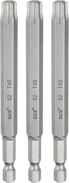 250225 Harfington 3pcs T45 Torx Head Screwdriver Bit 1/4 Inch Hex X 4 100mm Gray