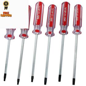 Zq231229-1032 Harskiyer 6 Pc Security Torx Screwdriver Set T10/t15/t20/t25/t27/t30 Red