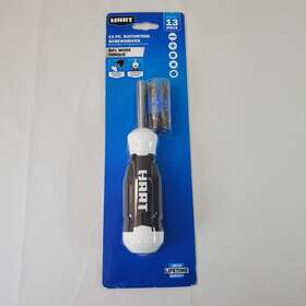 Hart 810022391235 13 Piece Ratcheting Screwdriver In-handle Storage Slotted Star Nut Driver