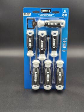 Hhsfsb1pdq Hart 6pc Screwdriver Set Bonus Bottle Opener Magnetic Tip Philips Flathead