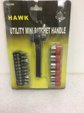 Ps2580 Hawk 17 Piece Utility Mini Ratchet Handle