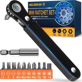 Heleman 445038115174 Right Angle Screwdriver Stocking Stuffers - Mini Ratcheting 90 Degree Offset Scr