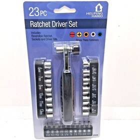 Helping Hand 070792204092 23 Piece Ratchet Driver Set Includes Reversable Sockets Bits