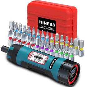 Hiners 765257855178 1/4 Inch Torque Screwdriver Wrench Set 10-70 -lb. 31 Pcs B