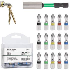 Ys01-25 Hitscrews Phillips Bit #2-s2-white Chrome Finish 1 Inch -51pcs Silver