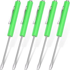 Honoson 313053687631 5 Pieces Magnetic Mini Pocket Screwdriver With Clip Small Flathead Head