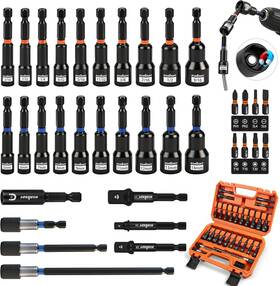Horusdy 313043114161 35 Pcs Magnetic Nut Driver Set Impact Drill Bit 1/4 Inch Hex Shank Sae And Me