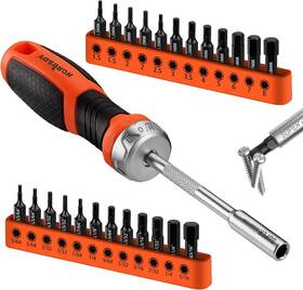 Horusdy 726084970564 25-piece Hex Screwdriver Bit Set Metric And Sae 1/4 Inch Ratchetin