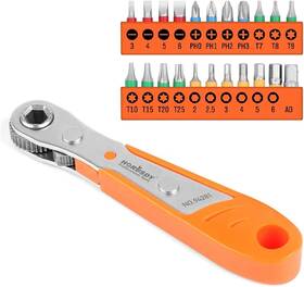 Horusdy 744110995213 Tamper Resistant Star Bits 23-piece 1/4 Mini Ratchet Offset Screwdriver
