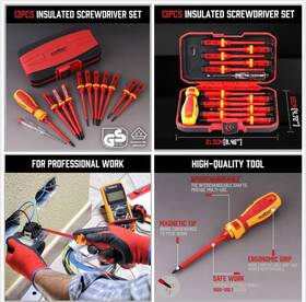 94244 Horusdy 13pc Insulated Electrician Screwdriver Set Magnetic Tip Slotted Phillips Tester