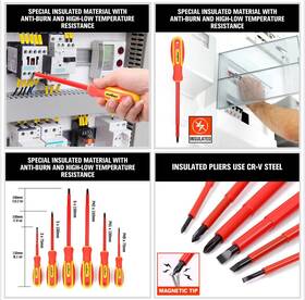 Ref8403 Horusdy 6pc 1000v Insulated Screwdriver Set Magnetic Tips Electrician Slotted Phillips