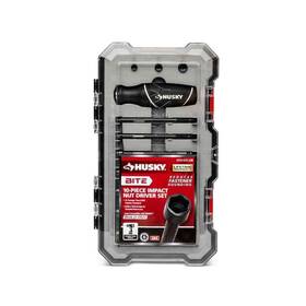 Husky 037103373663 10-piece Bite Sae Impact Ready Nut Driver Set With Grip Handle