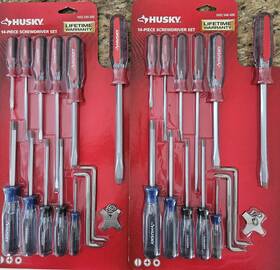 1002546400 Husky 14-piece Screwdriver Set Asst. Lot Of 2 Sets Machine Precision Tip New