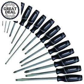 Husky 313109783768 15-piece Screwdriver Set Slotted Phillips Hand Tools Alloy Steel Tips Neww