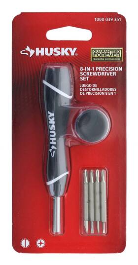 Husky 648738745017 8-in-1 Double Ended Precision Screwdriver Set With Onboard Storage