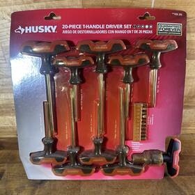 836-395 Husky 836395 20-piece T-handle Driver Set Ratcheting Phillips Slotted Square