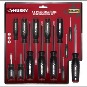 Husky 975180510028 Combination Screwdriver Set With Magnetic Tip Comfort Grip Handle 14-piece