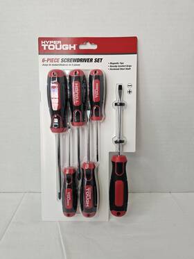 Hyper Tough 801650007180 6-piece Screwdriver Set Magnetic Tips Nonslip Grip Hardened Steel