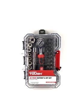 Hyper Tough 820909820086 40-piece Ratchet And Bit Set W Case 1/4 Inch -drive 3 -extension Bar