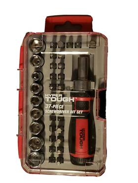 Hyper Tough 889526289348 New 37-piece Ratcheting Screwdriver Socket And Bit Set Sae Metric Adaptor