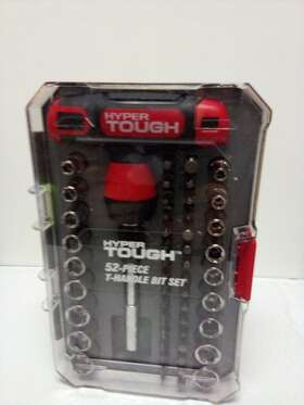 Hyper Tough 889526289362 52-piece T-handle Ratcheting Screwdriver Bit Set Star Pz Square Hex
