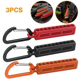 Ibrookauction 690770218332 3pcs 1/4 Inch Hex Screwdriver Bit Organizer Holder With Carabiner 10-hole