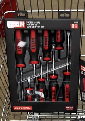 56508 Icon 8 Pc Screwdriver Set Professional Mechanic Special Alloy Steel Magnetic Tip
