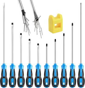 Re3391 Iebuobo Magnetic Long Screwdriver Set 10 Pcs 5 Phillips And Flat Head Precision Screwd