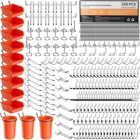 0196 Incly 330pcs Upgraded Pegboard Accessories Organizer 330 Pcs Black Silver