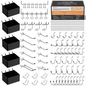 0202 Incly 120pcs Pegboard Accessories Organizer Kit Peg 120 Pcs Black Silver