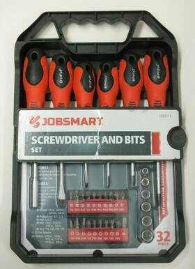1362174 Jobsmart Screwdriver And Bits Set 32pc - New Sockets Adapter