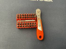 K401 Kaifnt 840052804016 Tamper-proof Security Bit Set With Mini Ratchet Wrench 1/4-inch Drive 34
