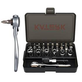 Sy-is45789s-uk-fba Katerk 28 In 1 Mini Screwdriver Set 72-tooth Quick-release Silver