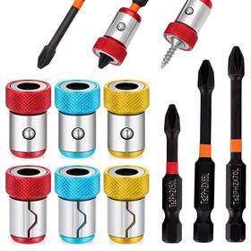 8405 Kinyfy 6 Pcs Strong Magnetic Screw Ring With 3 Ph2 Screwdriver Bit Set Colorful