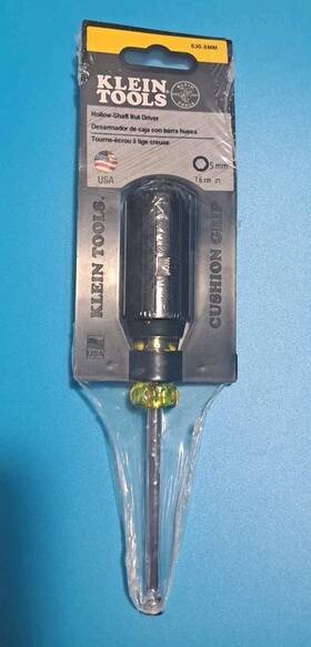 Klein Tools 092644651649 630-5mm 5mm Cushion-grip Hollow-shank Nut Driver With 3 Inch Shank