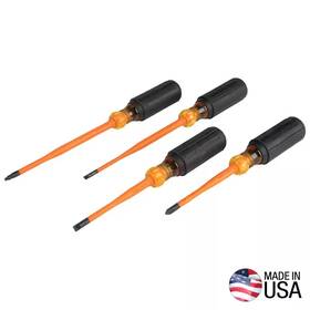 Klein Tools 313111823889 Screwdriver Set Slim-tip Insulated Phillips Cabinet Square 4-piece