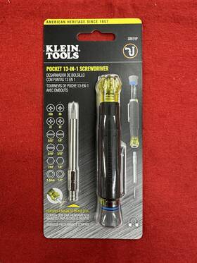 32611p Klein Tools Pocket Screwdriver 13-in-1 Magnetic With Clip 5 Double Bits 32611p Klein Tools Pocket Screwdriver 13-in-1 Magnetic With Clip 5 Double Bits