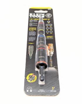 D52129701 Klein Tools 32933g 7-in-1 Magnetic Impact Rated Flip Socket Set