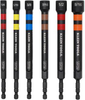 32940 Klein Tools Sae Magnetic Hollow Impact Nut Drivers Set 6-piece Color Code