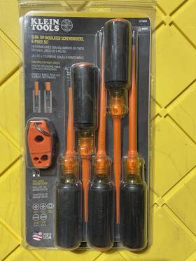 33736ins Klein Tools Insulated Screwdriver Set 1000v Slim-tip Driver 6-piece
